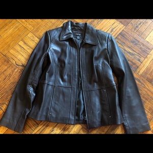 Style & Co. Brown Leather Jacket - Large Petite